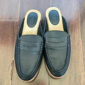 Sperry black leather mules